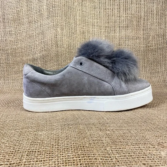 🛑SOLD🛑 Sam Edelman Sneakers Fur Gray Leya Pom Pom Women’s size 9 M - Picture 5 of 9
